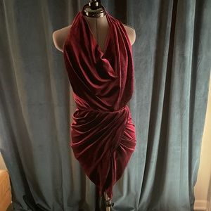 Akira Backless Burgundy Velvet Cocktail Dress SIZE M